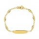 Pulsera infantil con placa redondeada de oro amarillo de 9 Kt, cadena de filigrana