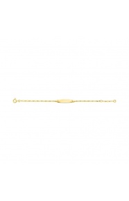 Pulsera infantil con placa redondeada de oro amarillo de 9 Kt, cadena cartier