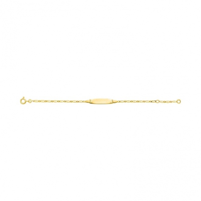 Pulsera infantil con placa redondeada de oro amarillo de 9 Kt, cadena cartier