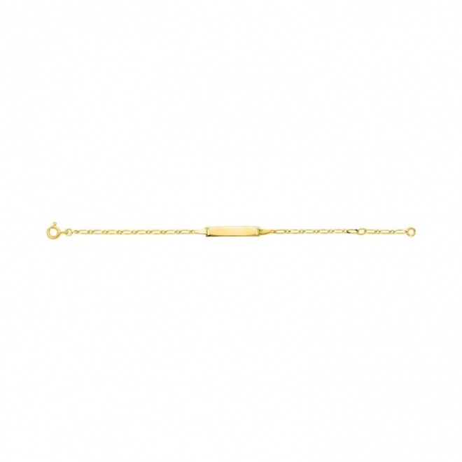 Pulsera infantil con placa recta de oro amarillo de 9 Kt, cadena cartier