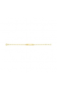 Pulsera infantil con placa con rayos tallados de oro amarillo de 9 Kt, cadena cartier