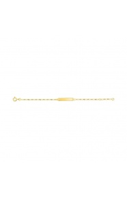 Pulsera infantil con placa diamantada de oro amarillo de 9 Kt, cadena cartier alterna
