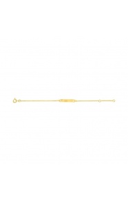 Pulsera infantil con placa con rayos tallados de oro amarillo de 9 Kt, cadena barbada fina