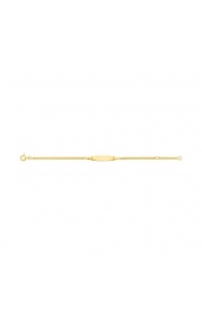 Pulsera infantil con placa redondeada de oro amarillo de 9 Kt, cadena barbada