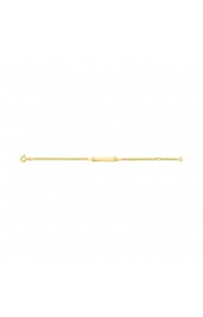 Pulsera infantil con placa recta de oro amarillo de 9 Kt, cadena barbada