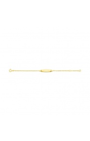 Pulsera infantil con placa redondeada de oro amarillo de 9 Kt, cadena forzada diamantada