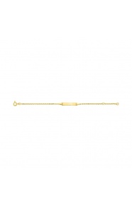 Pulsera infantil con placa recta de oro amarillo de 9 Kt, cadena forzada diamantada