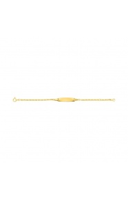 Pulsera infantil con placa redondeada de oro amarillo de 9 Kt, cadena forzada gruesa