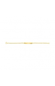 Pulsera infantil con placa recta de oro amarillo de 9 Kt, cadena forzada gruesa