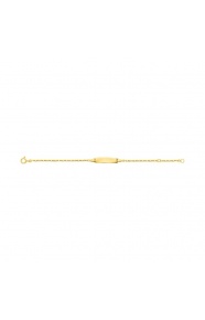 Pulsera infantil con placa redondeada de oro amarillo de 9 Kt, cadena forzada plana