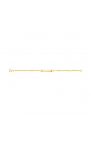 Pulsera infantil con placa recta de oro amarillo de 9 Kt, cadena forzada plana