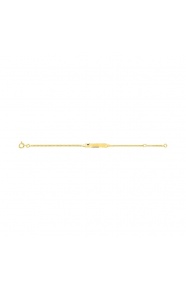 Pulsera infantil con placa con rayos tallados de oro amarillo de 9 Kt, cadena barbada