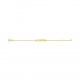 Pulsera infantil con placa con rayos tallados de oro amarillo de 9 Kt, cadena cartier larga