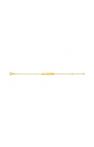 Pulsera infantil con placa con rayos tallados de oro amarillo de 9 Kt, cadena cartier larga