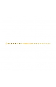 Pulsera infantil con placa recta de oro amarillo de 9 Kt, cadena grano de café