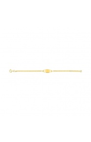 Pulsera infantil con placa redondeada de oro amarillo de 9 Kt, cadena marinera