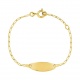 Pulsera de bebé con placa ovalada de oro amarillo de 9 Kt, cadena de eslabón alargado