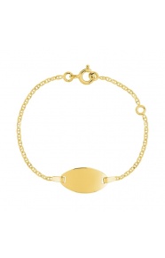 Pulsera de bebé con placa ovalada de oro amarillo de 9 Kt, cadena marinera