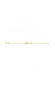 Pulsera de bebé con placa recta de oro amarillo de 9 Kt, cadena marinera extrafina