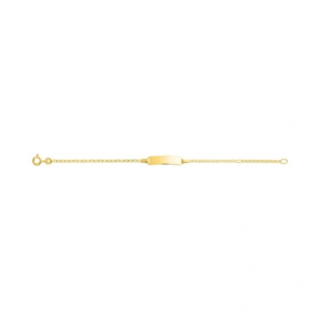 Pulsera de bebé con placa recta de oro amarillo de 9 Kt, cadena marinera extrafina