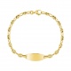 Pulsera infantil con placa ovalada de oro amarillo de 9 Kt, cadena grano de café