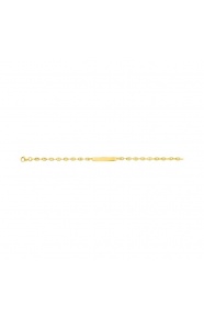 Pulsera infantil con placa recta de oro amarillo de 9 Kt, cadena grano de café con cierre de mosquetón