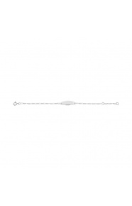 Pulsera infantil con placa redondeada de oro blanco de 9 Kt, cadena cartier torzada