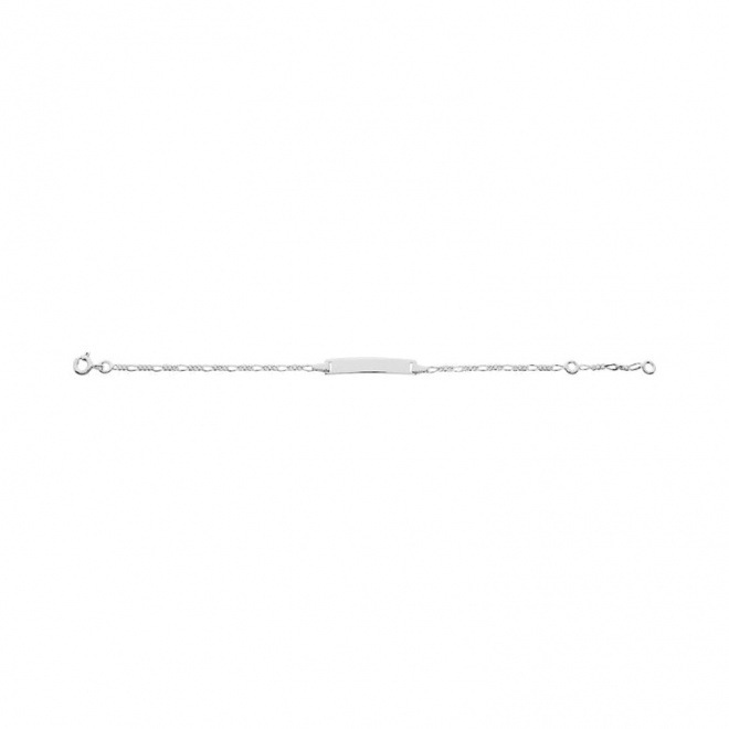 Pulsera infantil con placa recta de oro blanco de 9 Kt, cadena cartier torzada