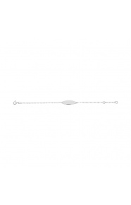 Pulsera infantil con placa redondeada de oro blanco de 9 Kt, cadena singapur