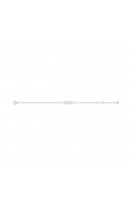 Pulsera infantil con placa recta de oro blanco de 9 Kt, cadena singapur