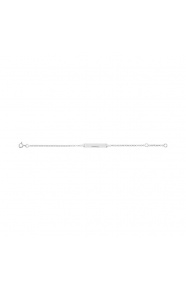 Pulsera infantil con placa recta de oro blanco de 9 Kt, cadena rolo