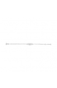 Pulsera infantil con placa redondeada de oro blanco de 9 Kt, cadena forzada fina