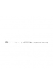 Pulsera infantil con placa recta de oro blanco de 9 Kt, cadena forzada fina