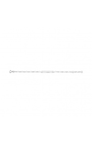 Pulsera infantil con placa recta de oro blanco de 9 Kt, cadena cartier barbada