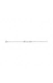 Pulsera infantil con placa con rayos tallados de oro blanco de 9 Kt, cadena forzada plana