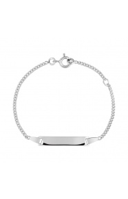 Pulsera infantil con placa recta de oro blanco de 9 Kt, cadena marinera