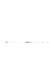 Pulsera infantil con placa diamantada de oro blanco de 9 Kt, cadena marinera fina