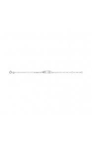 Pulsera infantil con placa redondeada de oro blanco de 9 Kt, cadena cartier larga