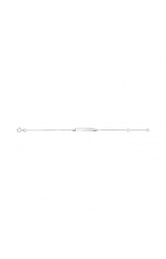 Pulsera infantil con placa recta de oro blanco de 9 Kt, cadena barbada fina