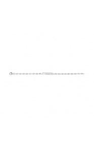 Pulsera infantil con placa recta de oro blanco de 9 Kt, cadena grano de café