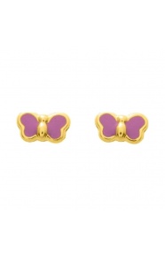 Pendientes de bebé de oro amarillo de 9 Kt con esmalte, lazo