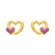 Pendientes de bebé de oro amarillo de 9 Kt con esmalte, doble corazón