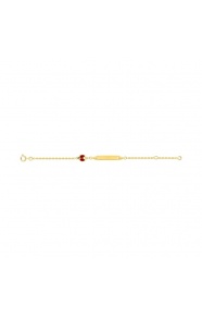 Pulsera infantil con placa de oro amarillo de 9 Kt con esmalte, mariquita