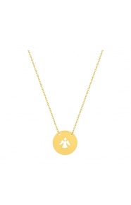 Collar infantil de oro amarillo de 9 Kt, disco con ángel calado