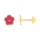 Pendientes de bebé de oro amarillo de 9 Kt con esmalte, flor roja