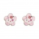 Pendientes de bebé de oro amarillo de 9 Kt con esmalte, flor rosa con carita