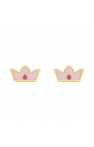 Pendientes de bebé de oro amarillo de 9 Kt con esmalte, corona