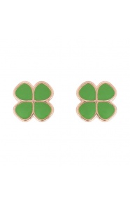 Pendientes de bebé de oro amarillo de 9 Kt con esmalte, trébol