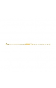 Pulsera infantil con placa recta de oro amarillo de 9 Kt, cadena de eslabón alargado