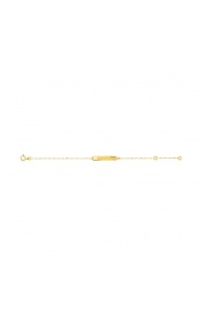 Pulsera infantil con placa recta de oro amarillo de 9 Kt, cadena extrafina